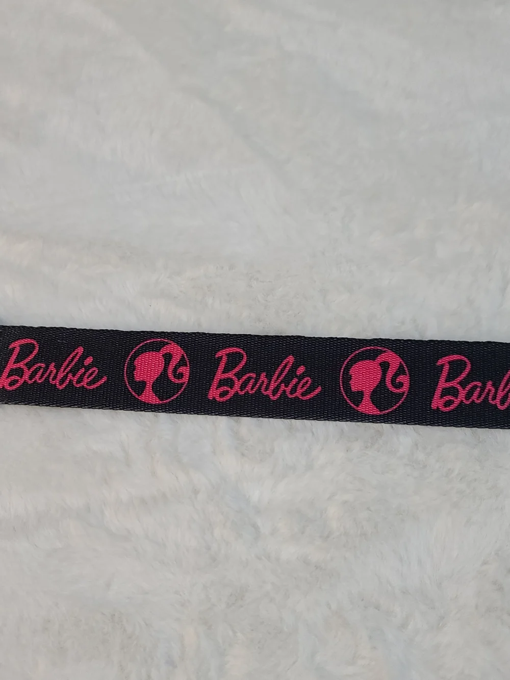 Barbie Black Belt with Pink Logo Repeated Print